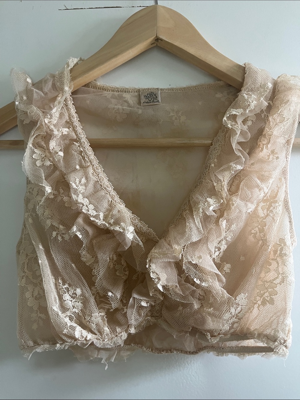 Only Hearts Sheer Lace Ruffle Camisole in Nude Blush